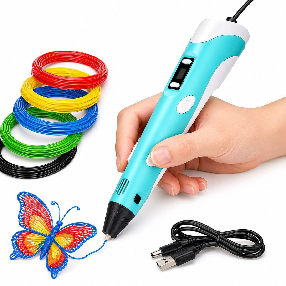 3D Printing Pen with 3 PLA Filaments