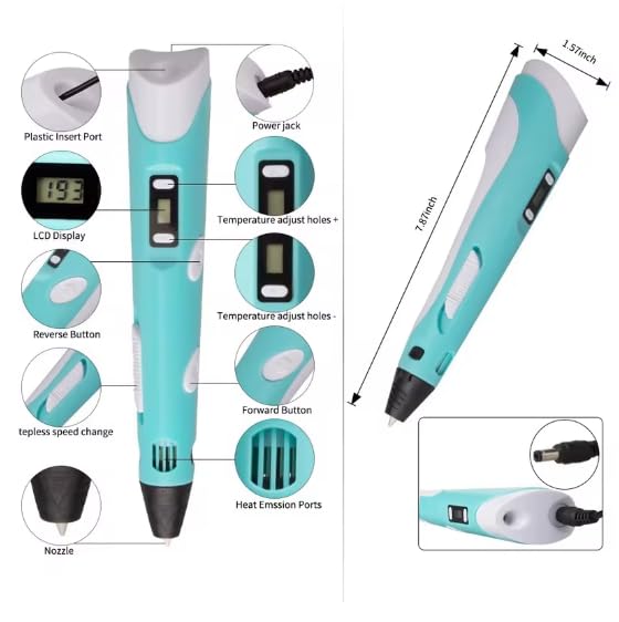 3D Printing Pen with 3 PLA Filaments