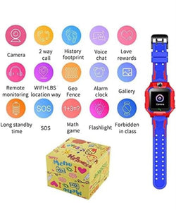 4G Kids Smartwatch GPS Tracker Touch Screen Water Resistant IP67 SOS Alaram 2 Way Voice Chat with Flash Light HD Selfie Camera 14 Puzzle Games Music
