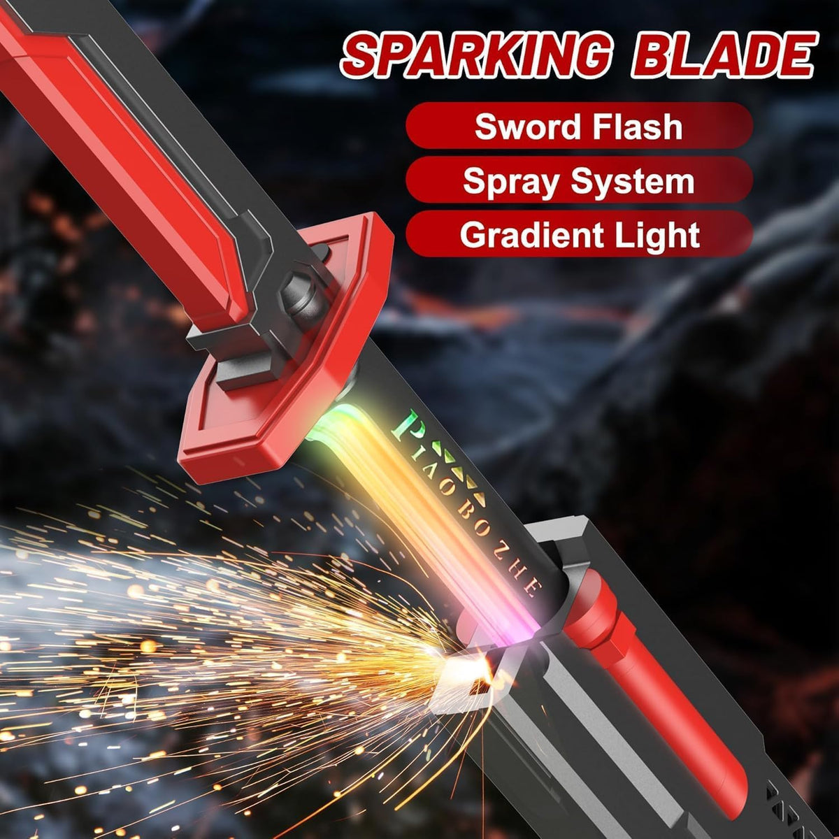 LED Sword with Smoke & Spark Effects, 7-Color Light Blade with Sound FX